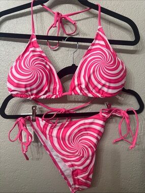 Cupshe Pink Swirl Triangle Bikini Set